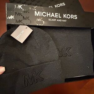 Michael Kors Charcoal Scarf and Hat Set
